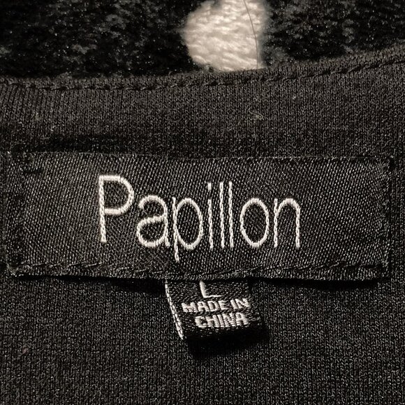 PAPILLION Black sleeveless dress w/ tulle floral embroidered hem ~ MEDIUM LARGE - Picture 2 of 15